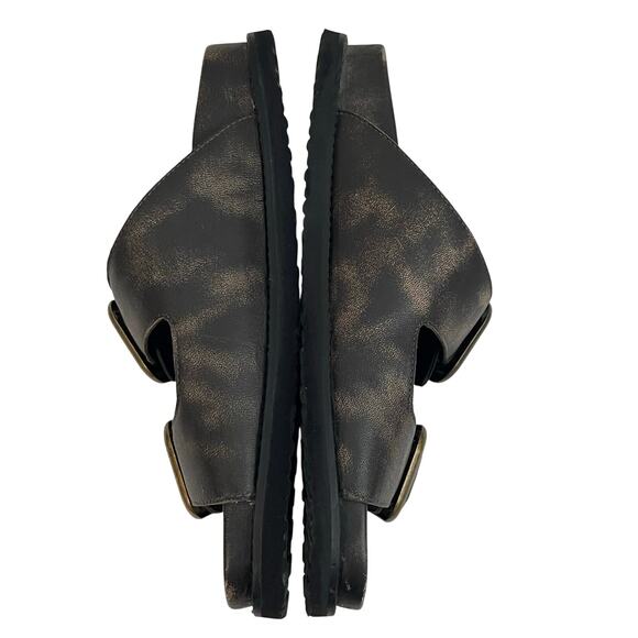 Steve Madden Women's Cape Sandal Distressed Flats Slides Buckle sz 10 Dark Brown - Picture 4 of 12